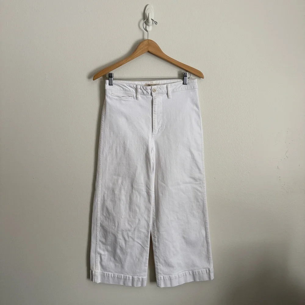 Madewell Emmett Wide Leg Crop Jeans in Tile White High Rise Women's Size 28 - Picture 2 of 12